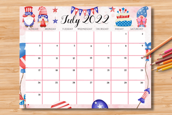 Download Editable/Fillable July 2022 Calendar - Premium Resources