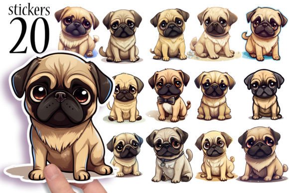 Download Cute Pug Printable Sticker Sheets PNG - Sticker sheets Collection