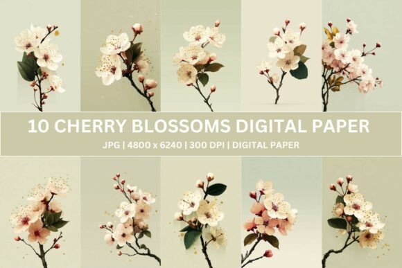 Download 10 Elegant Sakura Floral Digital Paper - Premium Resources