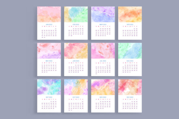 Download Abstract Watercolor 2022 Calendar Set - Premium Bundle